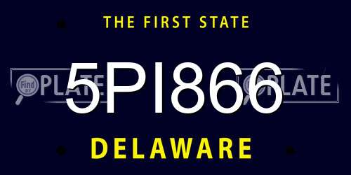 5PI866 Delaware License Plate