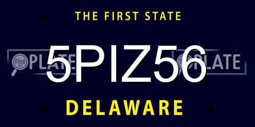 5PIZ56 Delaware License Plate