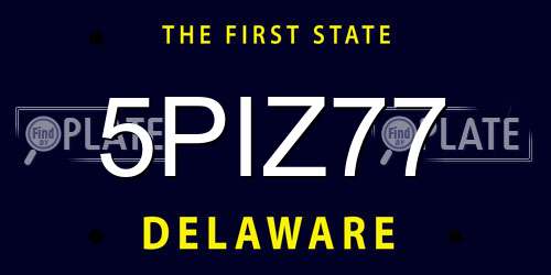 5PIZ77 Delaware License Plate