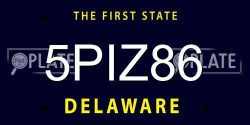 5PIZ86 Delaware License Plate