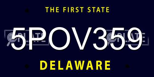 5POV359 Delaware License Plate