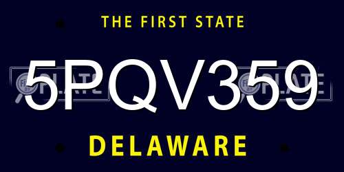 5PQV359 Delaware License Plate