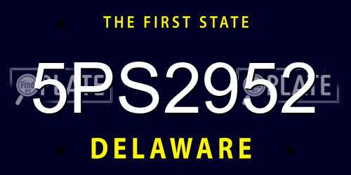 5PS2952 Delaware License Plate