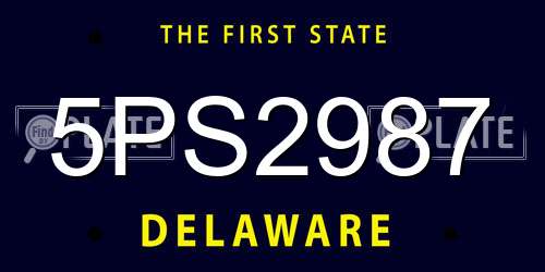 5PS2987 Delaware License Plate