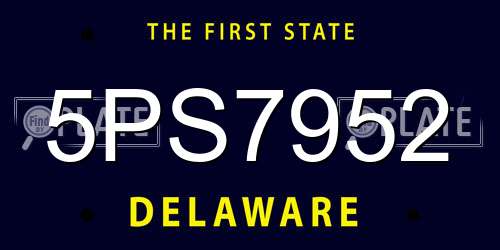 5PS7952 Delaware License Plate