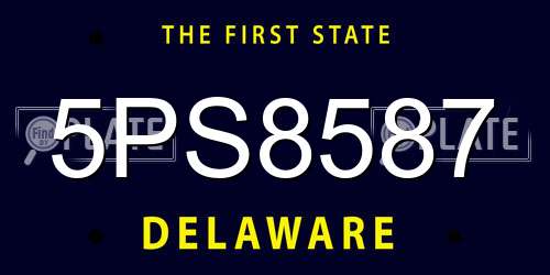 5PS8587 Delaware License Plate