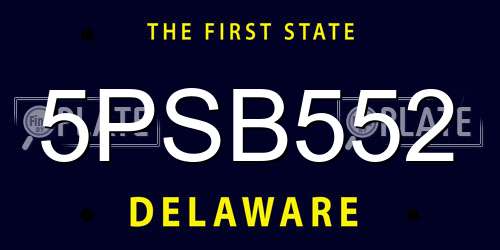 5PSB552 Delaware License Plate