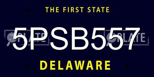5PSB557 Delaware License Plate