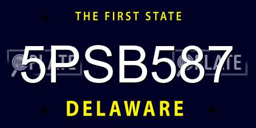 5PSB587 Delaware License Plate