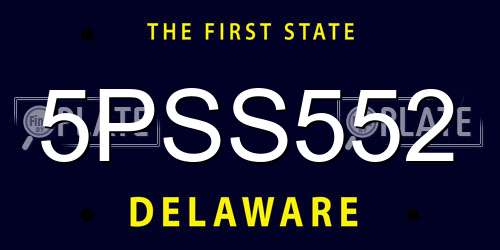 5PSS552 Delaware License Plate
