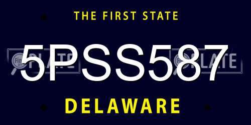 5PSS587 Delaware License Plate