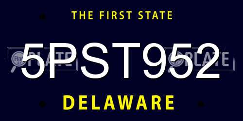 5PST952 Delaware License Plate