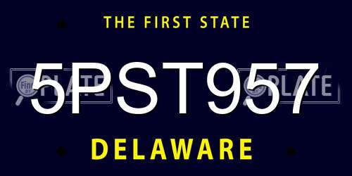 5PST957 Delaware License Plate