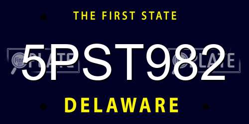 5PST982 Delaware License Plate