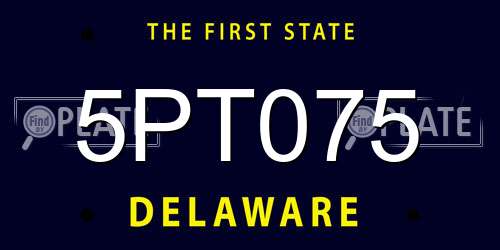 5PT075 Delaware License Plate