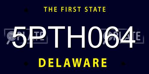 5PTH064 Delaware License Plate