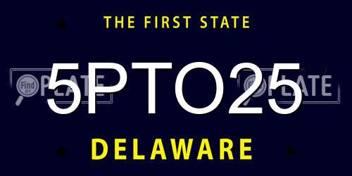 5PTO25 Delaware License Plate