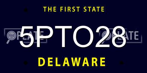 5PTO28 Delaware License Plate