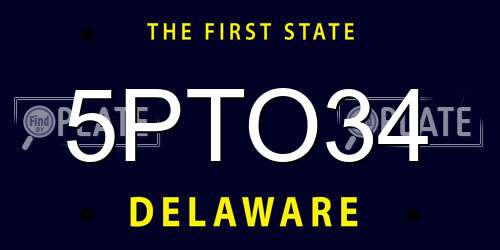 5PTO34 Delaware License Plate