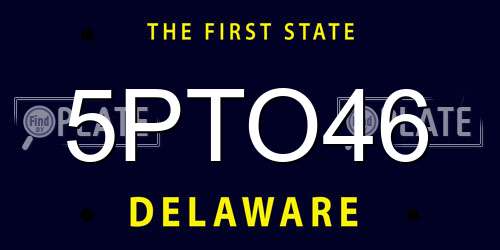 5PTO46 Delaware License Plate
