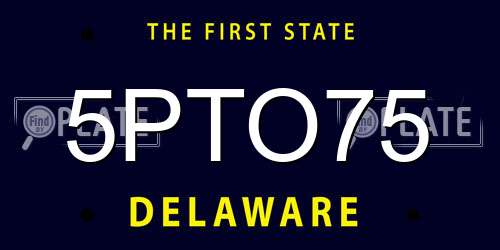 5PTO75 Delaware License Plate