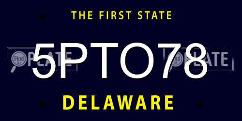 5PTO78 Delaware License Plate