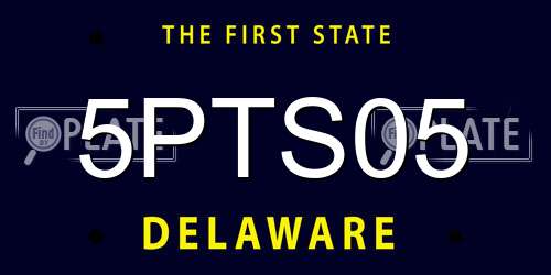 5PTS05 Delaware License Plate