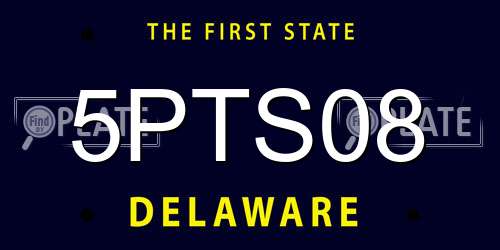 5PTS08 Delaware License Plate