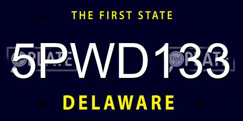 5PWD133 Delaware License Plate