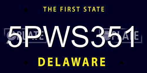 5PWS351 Delaware License Plate