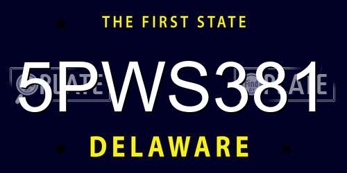 5PWS381 Delaware License Plate