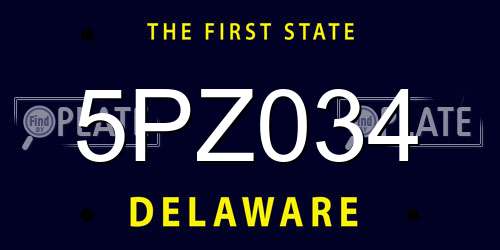 5PZ034 Delaware License Plate
