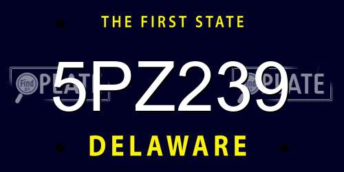 5PZ239 Delaware License Plate