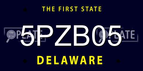 5PZB05 Delaware License Plate