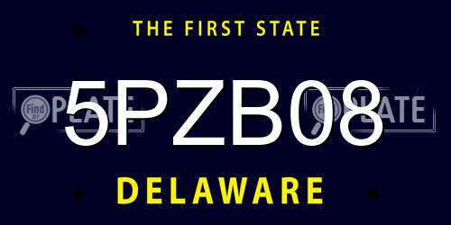 5PZB08 Delaware License Plate