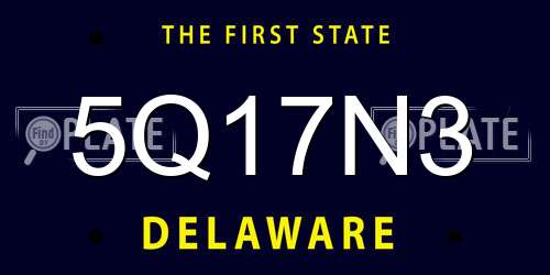 5Q17N3 Delaware License Plate