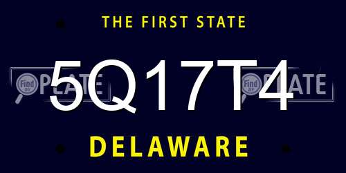5Q17T4 Delaware License Plate