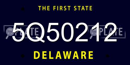 5Q50212 Delaware License Plate