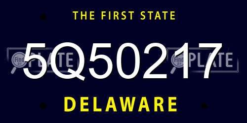 5Q50217 Delaware License Plate