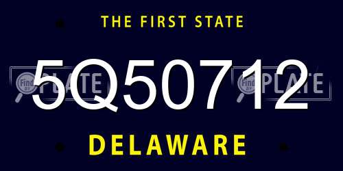 5Q50712 Delaware License Plate
