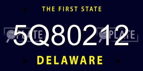 5Q80212 Delaware License Plate