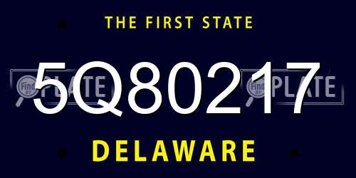 5Q80217 Delaware License Plate