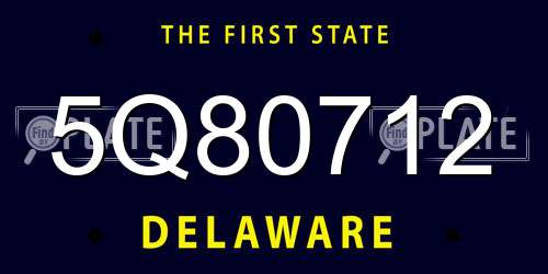 5Q80712 Delaware License Plate