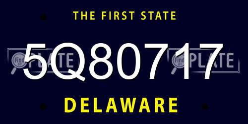 5Q80717 Delaware License Plate