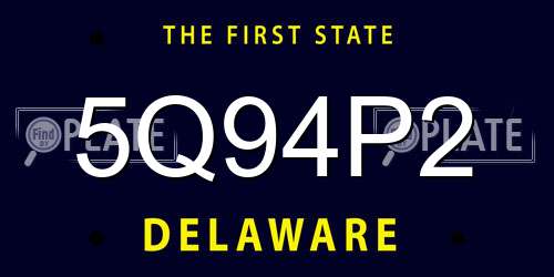 5Q94P2 Delaware License Plate