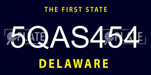 5QAS454 Delaware License Plate