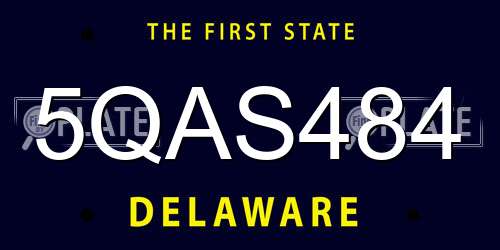 5QAS484 Delaware License Plate
