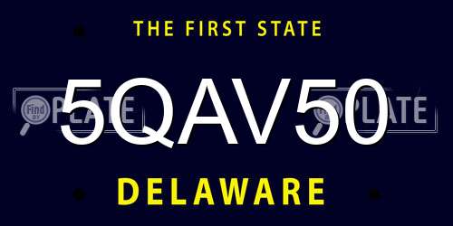 5QAV50 Delaware License Plate
