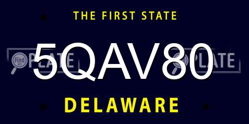 5QAV80 Delaware License Plate
