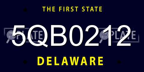 5QB0212 Delaware License Plate